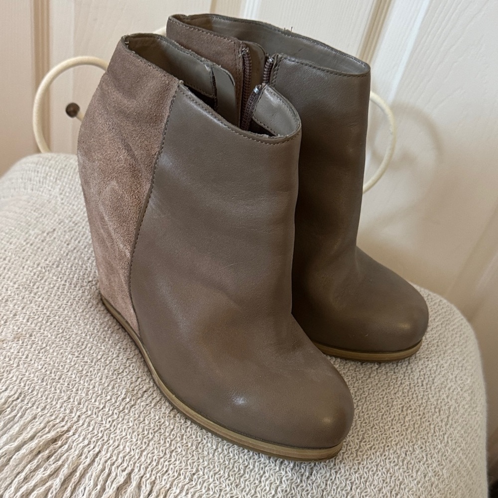 Dolce Vita Taupe Wedge Ankle Boots